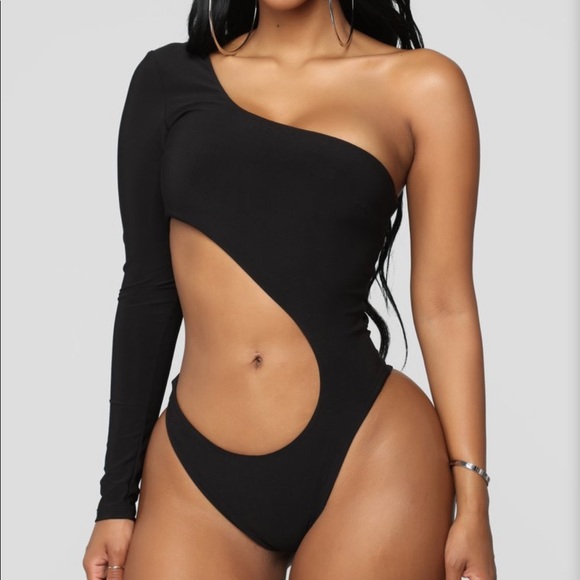 one shoulder cutout bodysuit